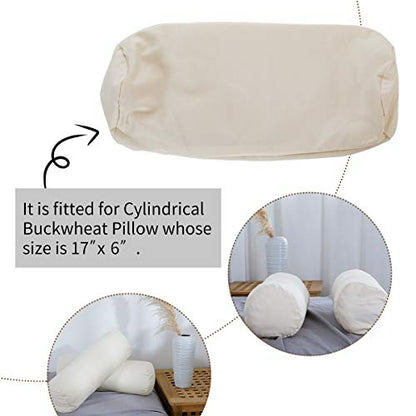 Cylindrical Organic Cotton Pillow Cover 17x6 Inches Pack of 2 - Breathable & Soft
