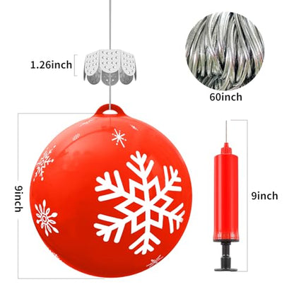 12 Pcs 9 Inch Inflatable Christmas Balls - Outdoor Yard Decor, Festive Holiday Ornaments