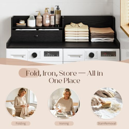 Laundry Room Countertop with Large Wooden Drawer for Organization