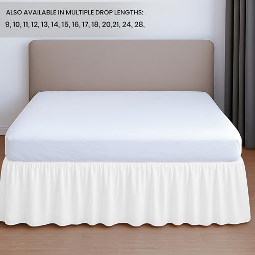 Full XL Ruffled Bed Skirt 21 Inch Drop White - Classic Gathered Microfiber