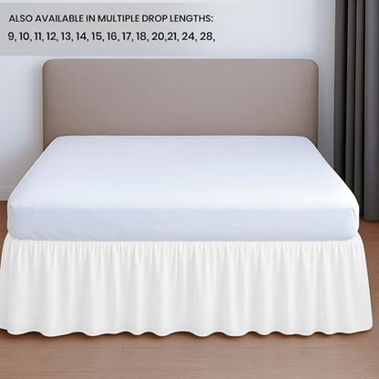 Full XL Ruffled Bed Skirt 21 Inch Drop White - Classic Gathered Microfiber