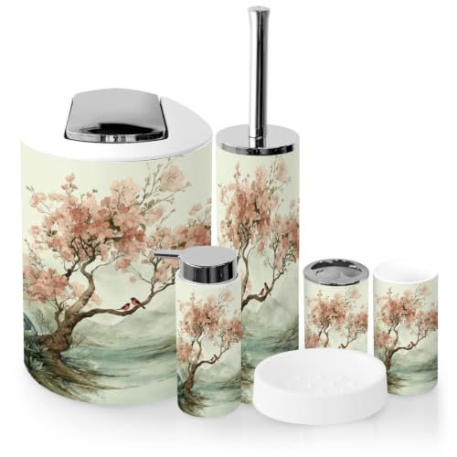 6-Piece Bathroom Accessory Set with Trash Can Soap Dispenser & Holder