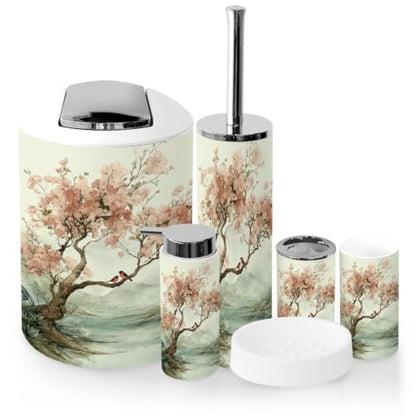 6-Piece Bathroom Accessory Set with Trash Can Soap Dispenser & Holder