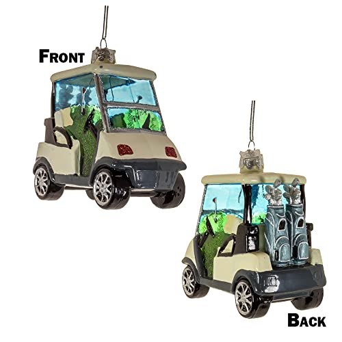 Glass Golf Cart Ornament - Noble Gems Holiday Collection, 4.5 Inch