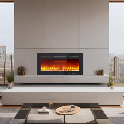 30-Inch Electric Fireplace Wall Mount & Recessed with 12 Flame Colors