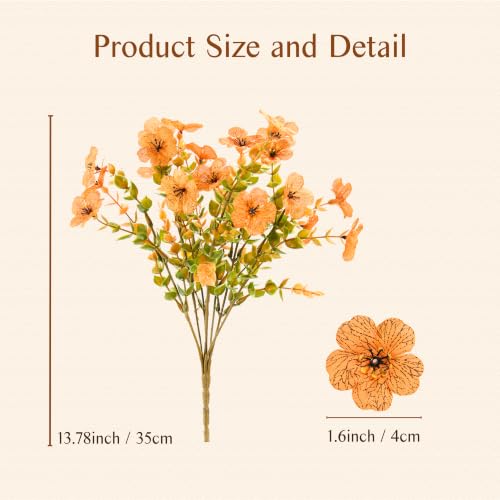 12 Pcs UV Resistant Artificial Flowers for Outdoor Garden & Porch Decor