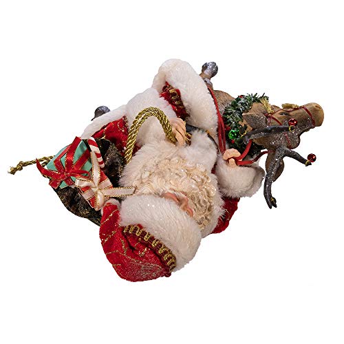 Festive Santa on Reindeer Holiday Decor - 11.5-Inch Fabriché Collection