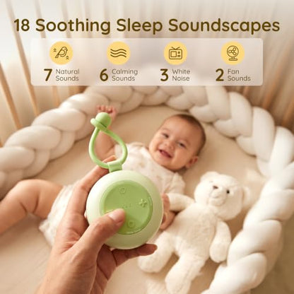 Portable Baby Sound Machine with RGB Night Light - Pistachio | 18 Soothing Sounds