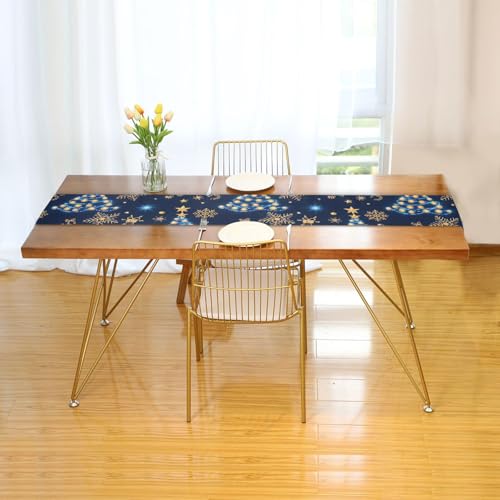 Alaza Christmas Tree Blue Snowflakes Table Runner 13x70 Inches - Multi