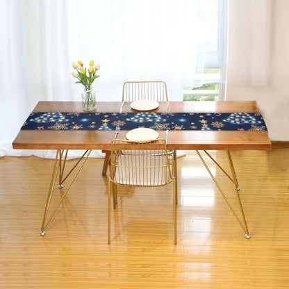 Alaza Christmas Tree Blue Snowflakes Table Runner 13x70 Inches - Multi