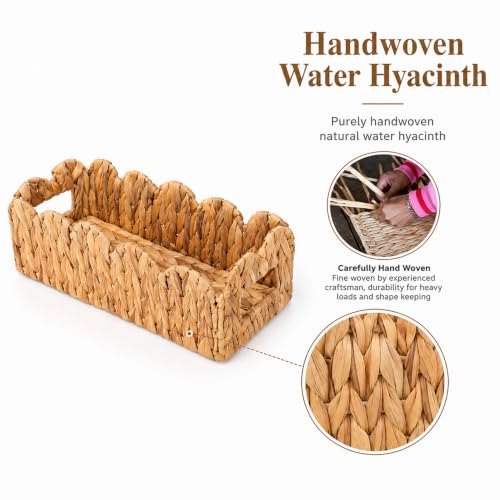 Water Hyacinth Toilet Paper Basket for Back of Toilet, Handwoven Slim Storage