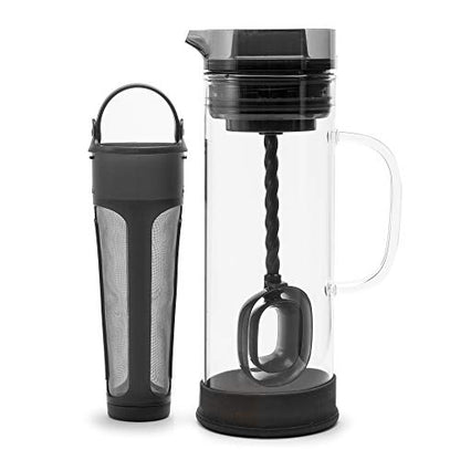 Primula Cold Brew Pour Over Glass Coffee Maker, Special Lid Seals In Freshness, Anti-Slip Base, Dishwasher Safe Pitcher, 50-Oz or 6-Cups, Black