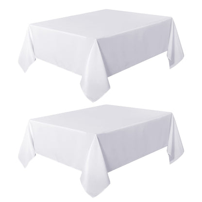 sancua 2 Pack White Tablecloth 54 x 54 Inch, Stain and Wrinkle Resistant Square Table Cloth - Washable Polyester Table Cover for Dining Table, Buffet Parties and Camping