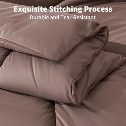 Twin Ultra-Soft Jersey Knit Comforter - Lightweight Down Alternative, Brown