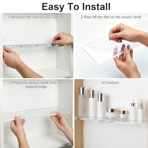 Acrylic Medicine Cabinet Shelves Set - 4 Pack Wall Storage Racks