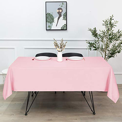 sancua Rectangle Tablecloth - 54 x 54 Inch - Stain and Wrinkle Resistant Washable Polyester Table Cloth, Decorative Fabric Table Cover for Dining Table, Buffet Parties and Camping, Pink