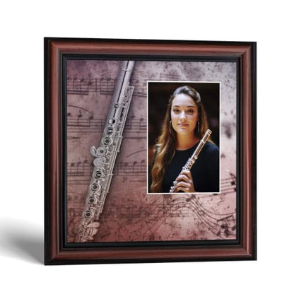 Walnut Flute Marching Band Picture Frame - Music Gift for Flute Players