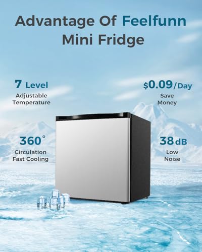 Mini Fridge with Freezer - 1.7 Cu.Ft Compact Silver Refrigerator