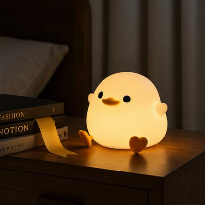 Rechargeable Silicone Duck Night Light - Soft Dimmable Bedside Lamp for Kids & Nursery