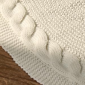 Small Cable Knit Christmas Tree Skirt - Neutral Cozy Holiday Decor