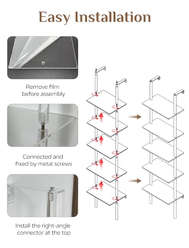 5 Tier Clear Acrylic Wall Ladder Shelf for Storage & Organizer