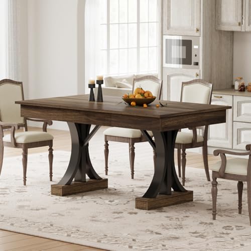 Farmhouse Dining Table for 4-6 - 63-Inch Rectangular Kitchen Table