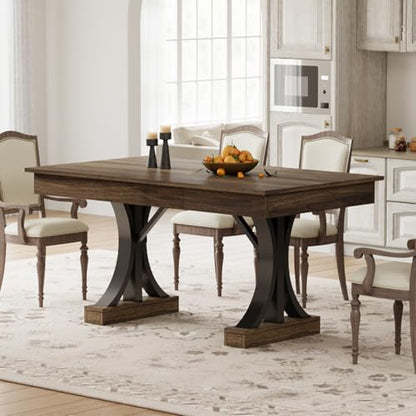 Farmhouse Dining Table for 4-6 - 63-Inch Rectangular Kitchen Table