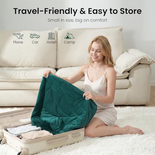 Weighted Lap Blanket 7lbs for Adults - Green, 41x53 Inches - Leaf Design