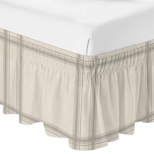 Queen Size Bed Skirt 16 Inch Drop Adjustable Elastic Wrap Gray Modern Ruffle