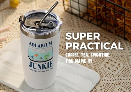 Insulated Fish Tank Gift Tumbler 20oz with Lid & Straw – Aquarium Lover Gift