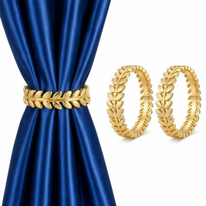 2 Pack Golden Olive Leaf Curtain Tiebacks Holdbacks Holders - Variation 021