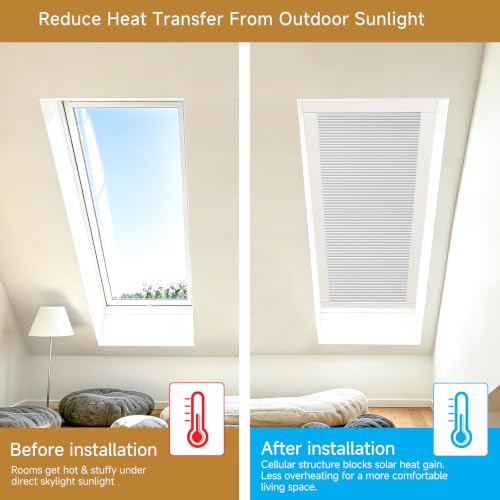 Motorized Blackout Cellular Skylight Shades Custom Size Off-White