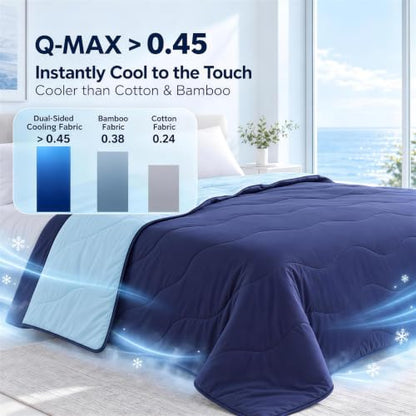 Cooling Queen Size Comforter 90x90 Reversible Lightweight Breathable Blanket