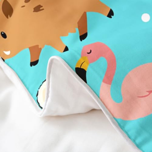 Blue Full Size Cartoon Animal Duvet Cover Set 3pcs - Tiger, Hedgehog, Zebra