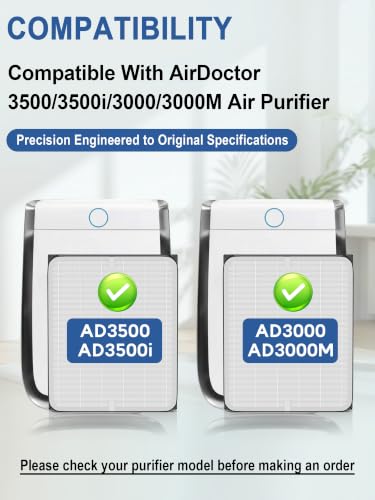 Air Purifier Filter Set Compatible with Air Doctor 3500 Series - Includes Pre-Filter & Activated Carbon Filter