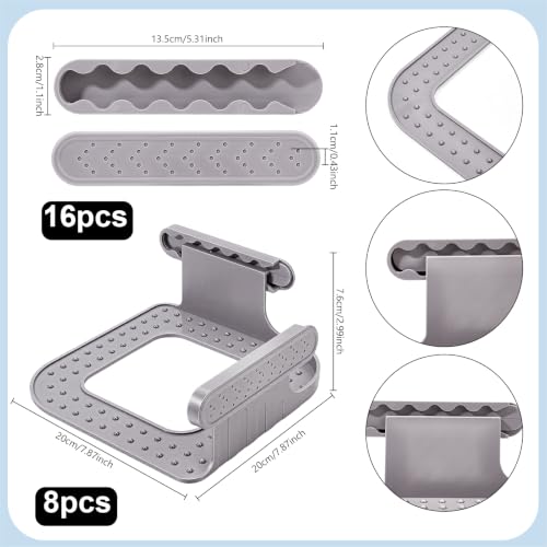 8Pcs Bed Sheet Holders for Corners with Locks - Gray - Heavy Duty Fitted Sheet Clips