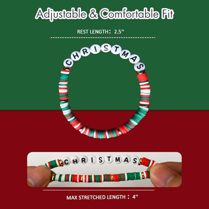 6-Pack Colorful Christmas Bracelets Holiday Jewelry Gift Set