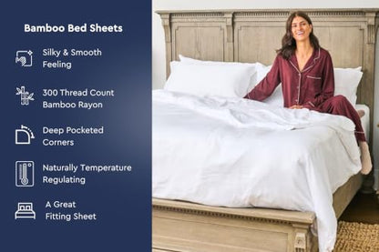 King Size Rayon Bamboo Pillowcases - 300 Thread Count White, Silky & Breathable