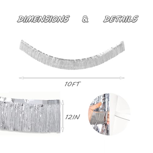 Two Silver Foil Fringe Garland 10FT Party Decorations - Silver