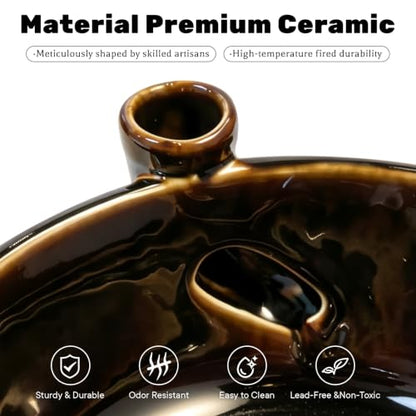 Ceramic Berry Washing Bowl with Auto-Spin Swirl Drainage - Rinse & Serve Fresh Fruits