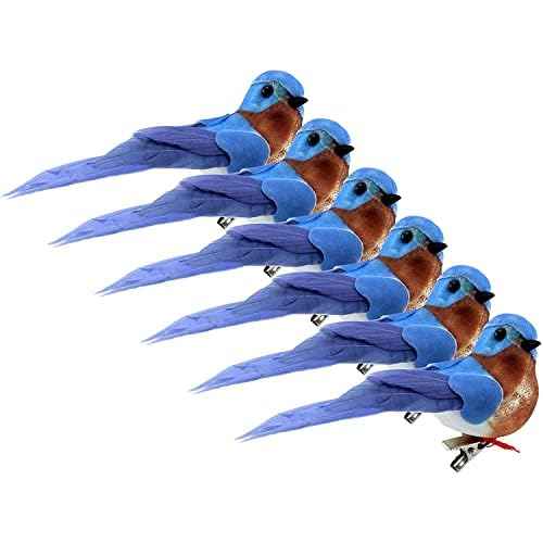 Cornucopia Brands Imitation Bluebirds (6-Pack); Little Blue Birds for Crafts, Christmas Trees and Seasonal Displays and Wreaths