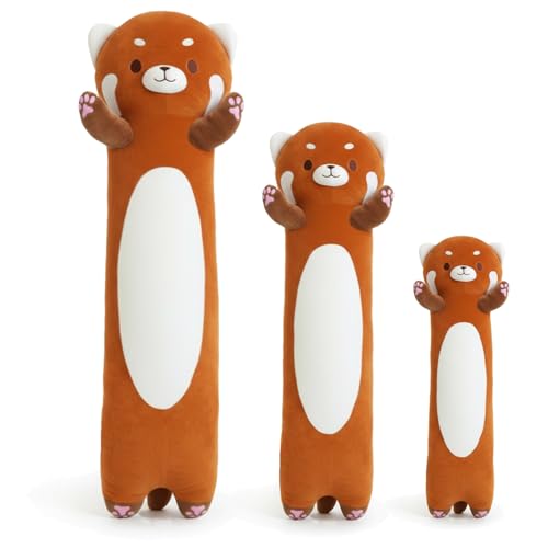 Long Red Panda Plush Toy Pillow - 110cm Soft Hugging Body Pillow for Kids & Adults