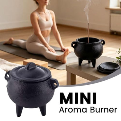 Small Cast Iron Incense Burner with Removable Lid - Gothic Home Decor