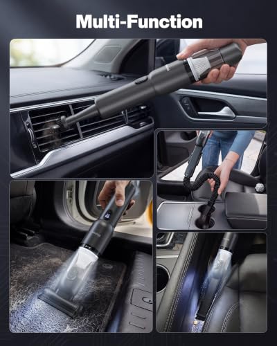 Black 4-in-1 Cordless Handheld Car Vacuum with 20000Pa Suction & LED Light