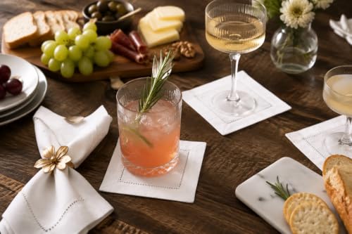 12-Pack Linen Cocktail Napkins 6x6 Inch Washable Cloth for Weddings & Parties
