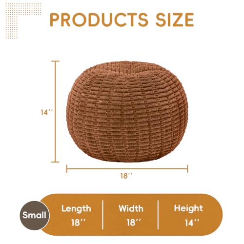 Hobestluk Small Round Tufted Ottoman Footrest - Burnt Orange, 18x18x14 Inches