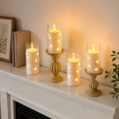 Flickering Flameless Candles with Remote Timer - White, 6 Pack