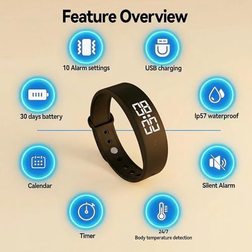 Vibrating Alarm Wristband for Heavy Sleepers Silent Wake-Up Clock