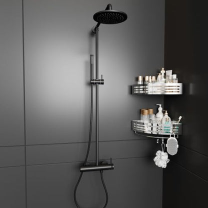 Stainless Steel Corner Shower Caddy Wall Mount Polished No Towel Bar