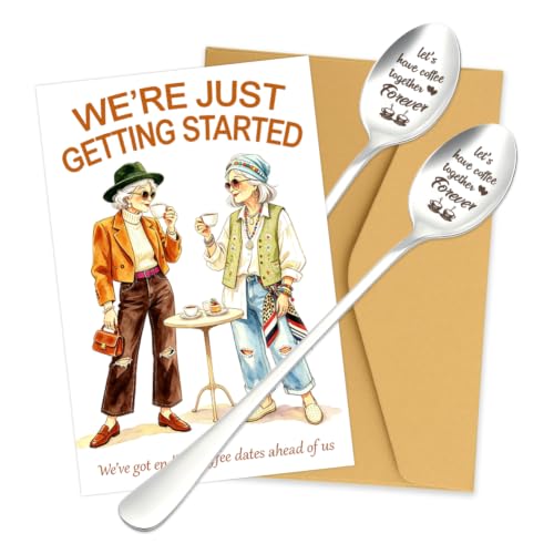 Small Best Friend Christmas Gift Card with Engraved Coffee Spoons - Friendship Set